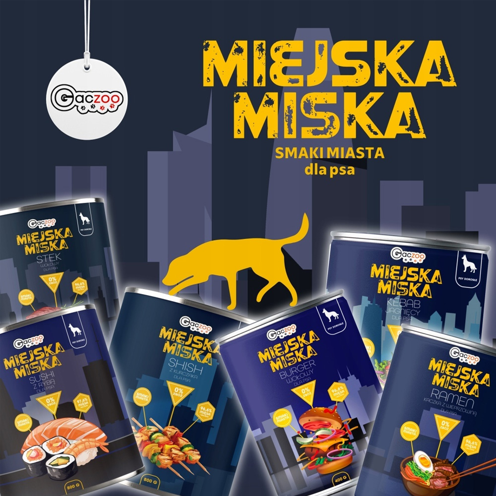 Gaczoo Miejska Miska karma mokra dla psa Burger wołowy Style 3x400g